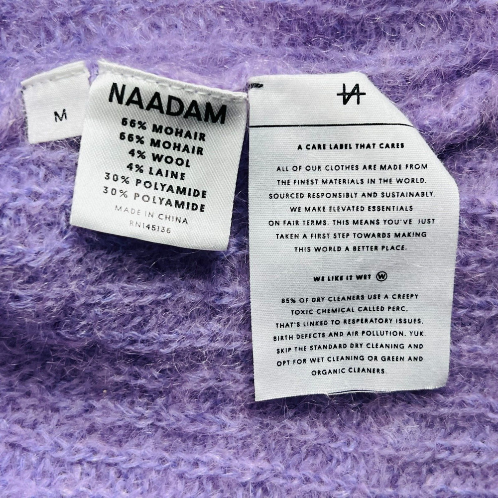 Naadam Mohair‎ Wool Blend Cardigan Sweater Size M Purple - Picture 9 of 10
